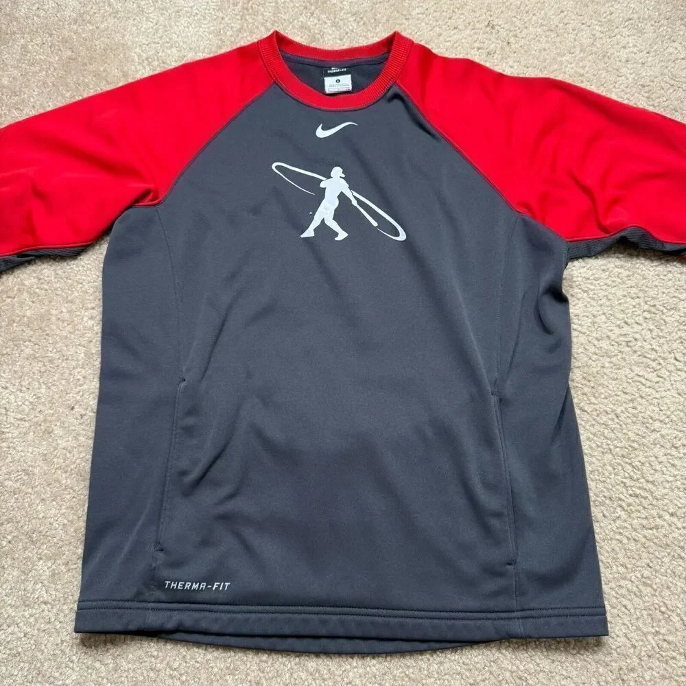 Nike Sweatshirt Small Gray Crewneck Therma Fit Swingman Griffey Center Swoosh